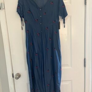 Billy T $138 MSRP Jumpsuit with Cherry Embroidery